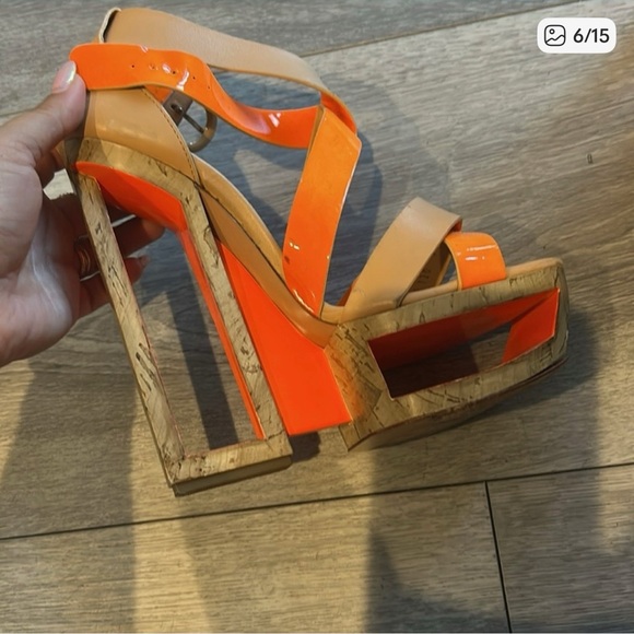 Casadei Orange Patent Leather Ankle Strap
Tan Heels 7 1/2 - Picture 9 of 9